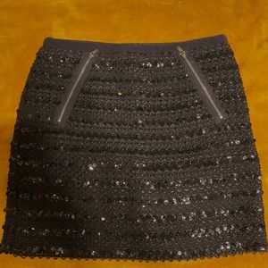 Black Sequin Mini Skirt